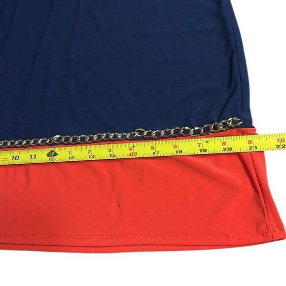 DRESS sz 12, colorblock ,gold colored chain detail , heavy ,fitted,MSK,Macy’s - Picture 8 of 13